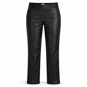 Loft Black Faux Leather Pintuck Seam Pull On Trousers XL Y2K Revival Workcore